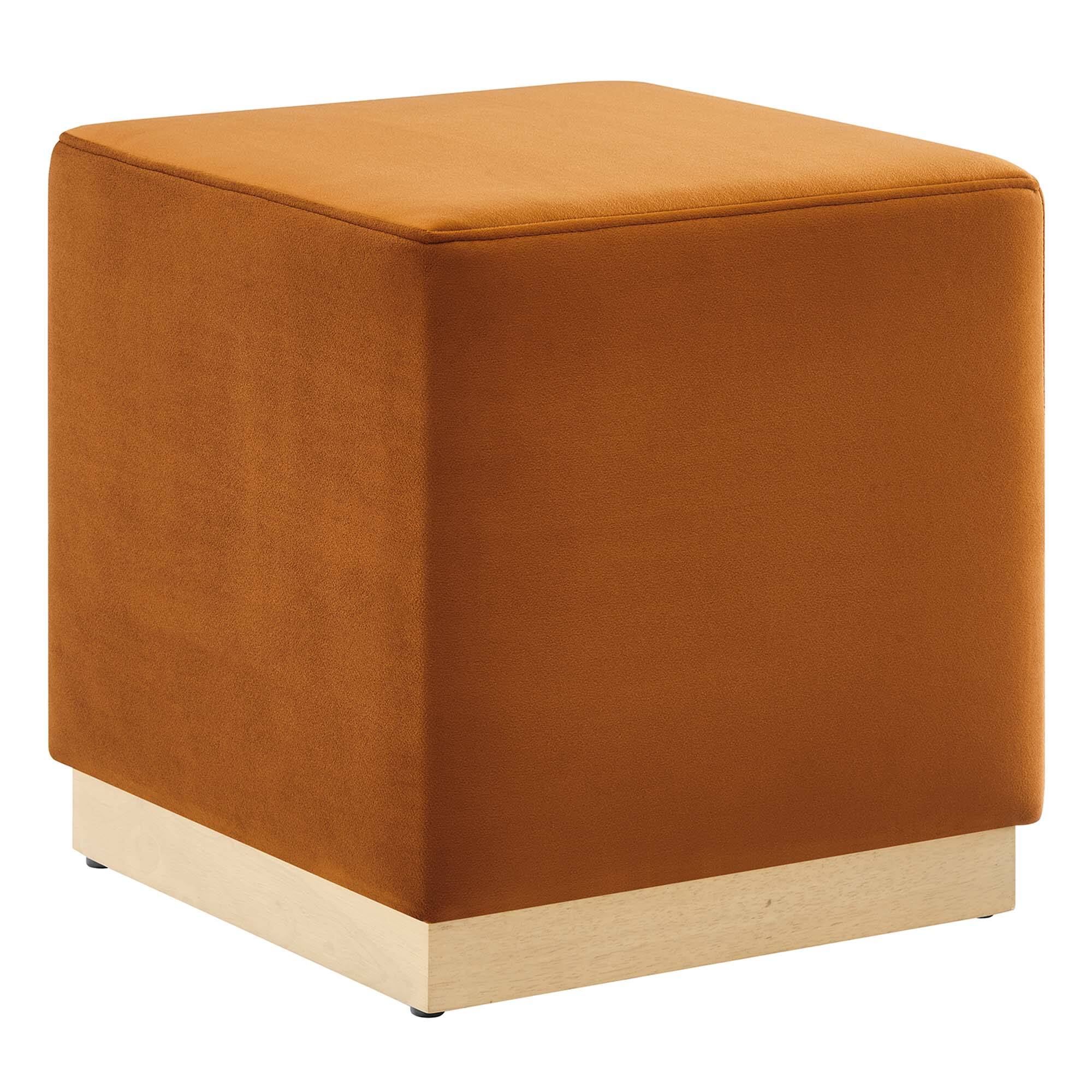 Angle. Modway - Tilden 17" Square Performance Velvet Upholstered Ottoman by Modway - Rust Natural.