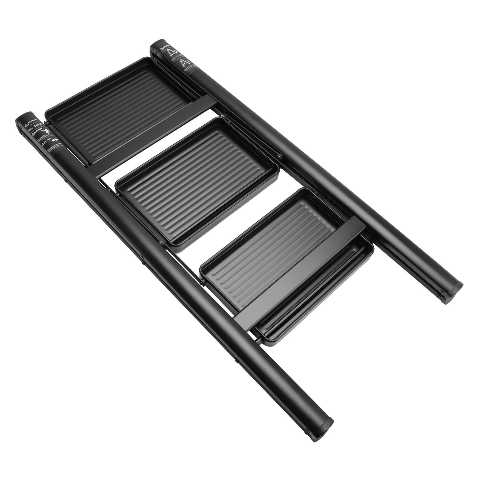 Alt View 4. Topteng - 3-Tier Foldable Stepladder - Lightweight Aluminum, 330lb Load, Wide Anti-Slip Pedals, Black, for Home & Car Wash - Black.