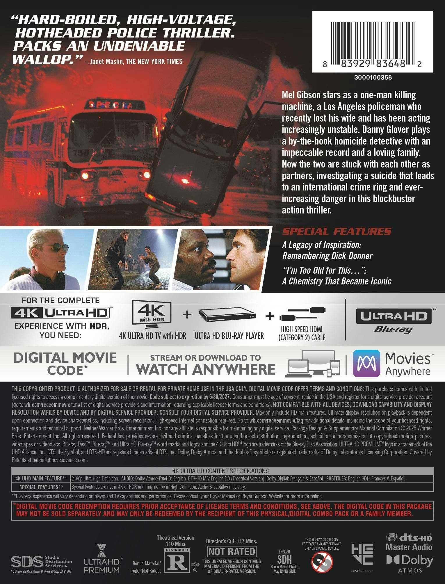 Back. Lethal Weapon (Steelbook)   - 4K Blu-Ray.