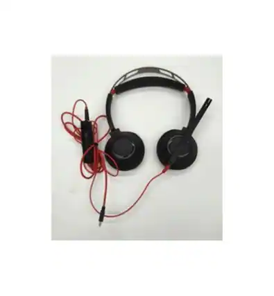 Front. Plantronics - Poly Blackwire 5220 207586-01 Wired Headset - Black - Double-ear - Binaural - USB Type-C - 32 Ohms - 100 Hertz-8 kHz Op - Black.