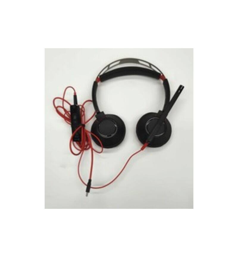 Front. Plantronics - Poly Blackwire 5220 207586-01 Wired Headset - Black -  Double-ear - Binaural - USB Type-C - 32 Ohms - 100 Hertz-8 kHz Op - Black.