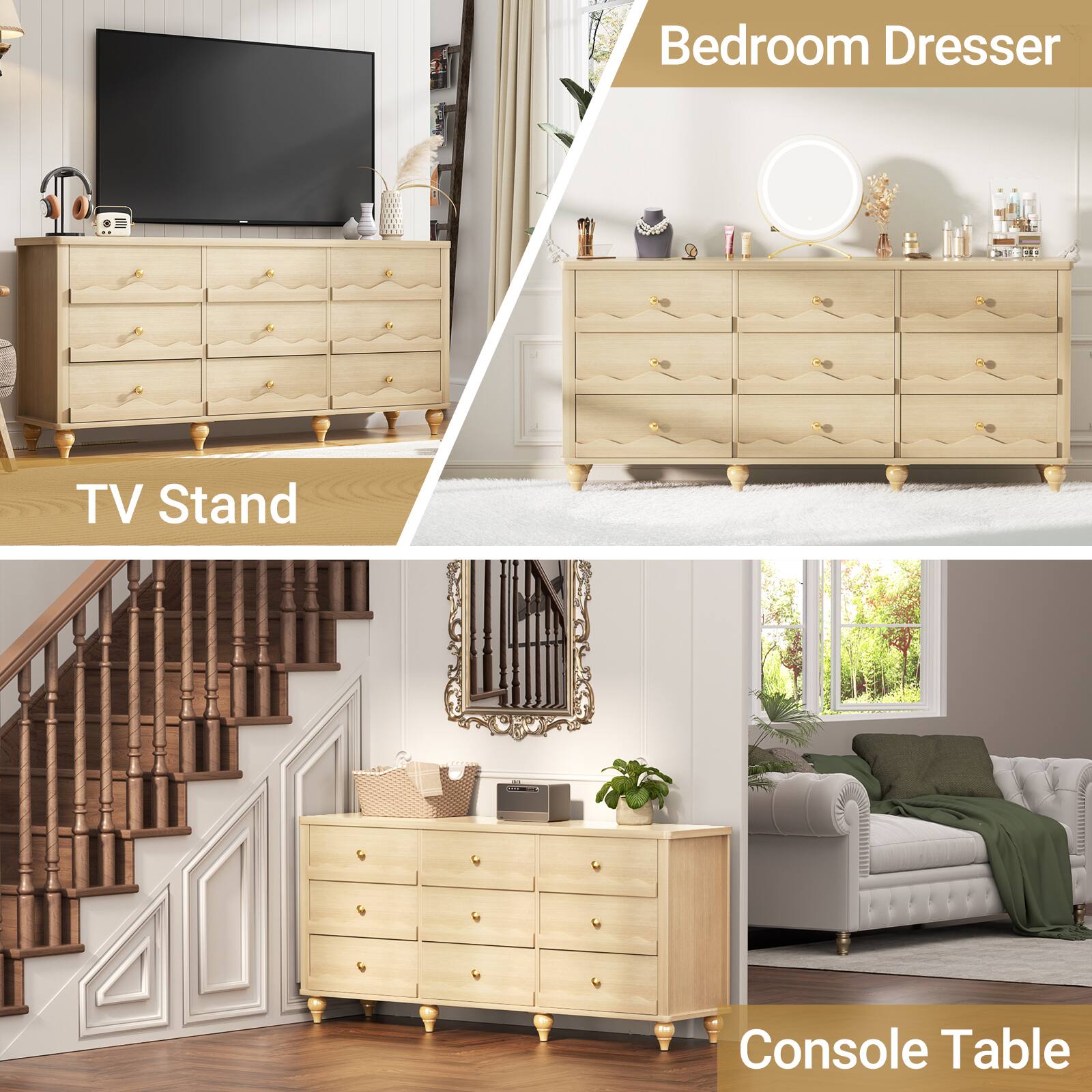 1 Bedroom Dresser TV Stand Console Table