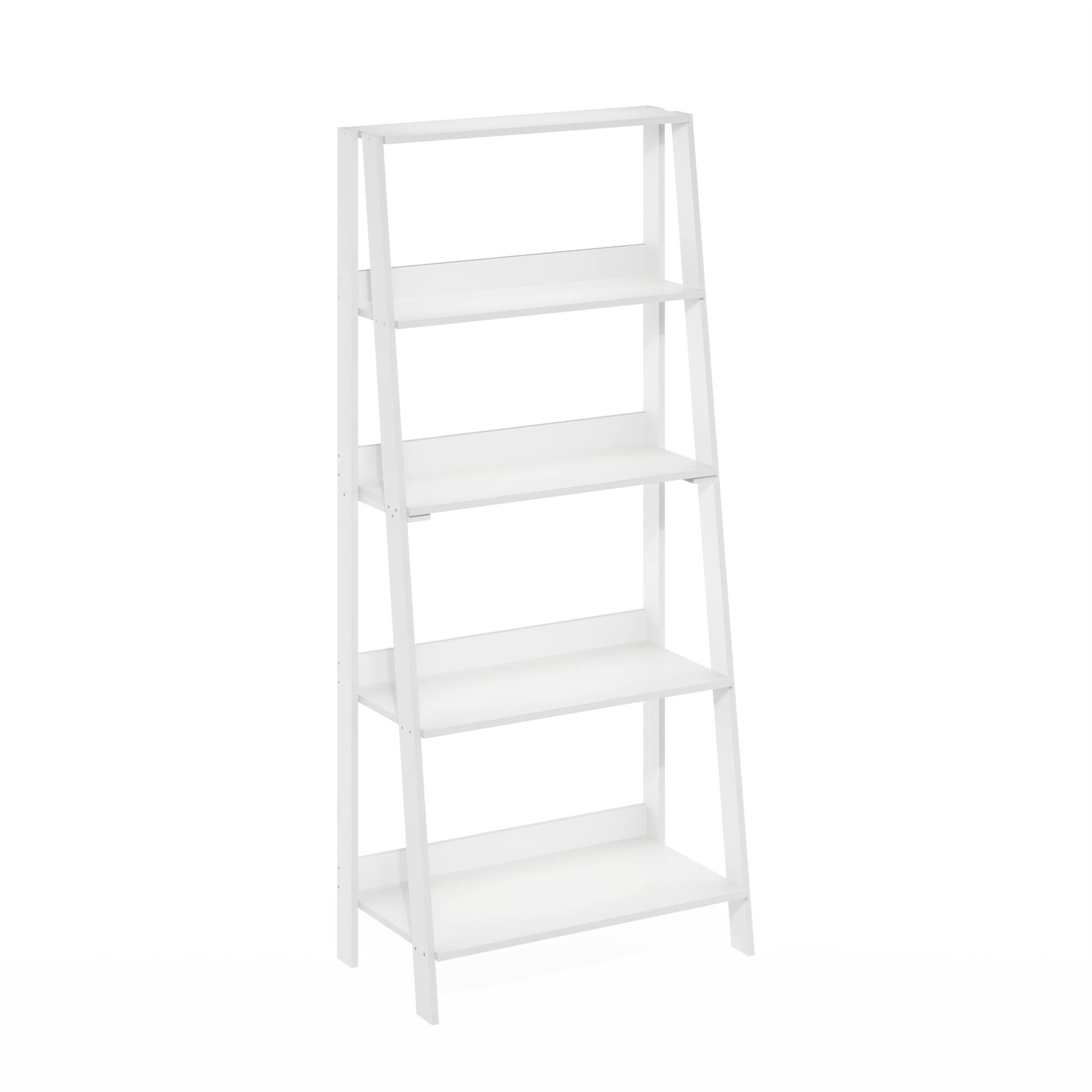 Alt View 6. Furinno - LADDER Book Shelf, 5-Tier Ladder Shelf, Bookshelf, Display Storage Shelves, for Living Room, Home Office - Plain White.
