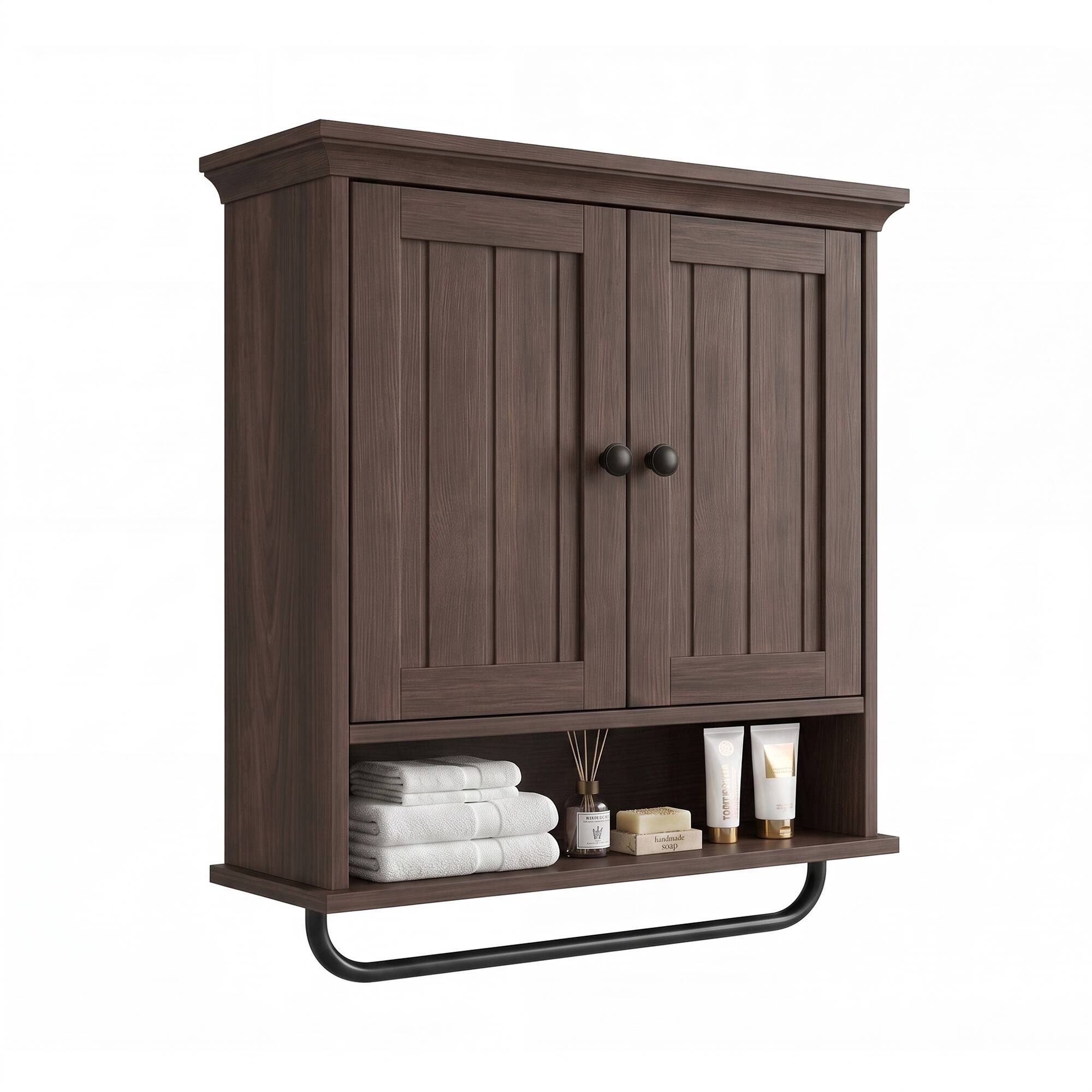 Aheaplus Wall Mounted Bathroom Cabinet, 2 Door Medicine Cabinet with ...