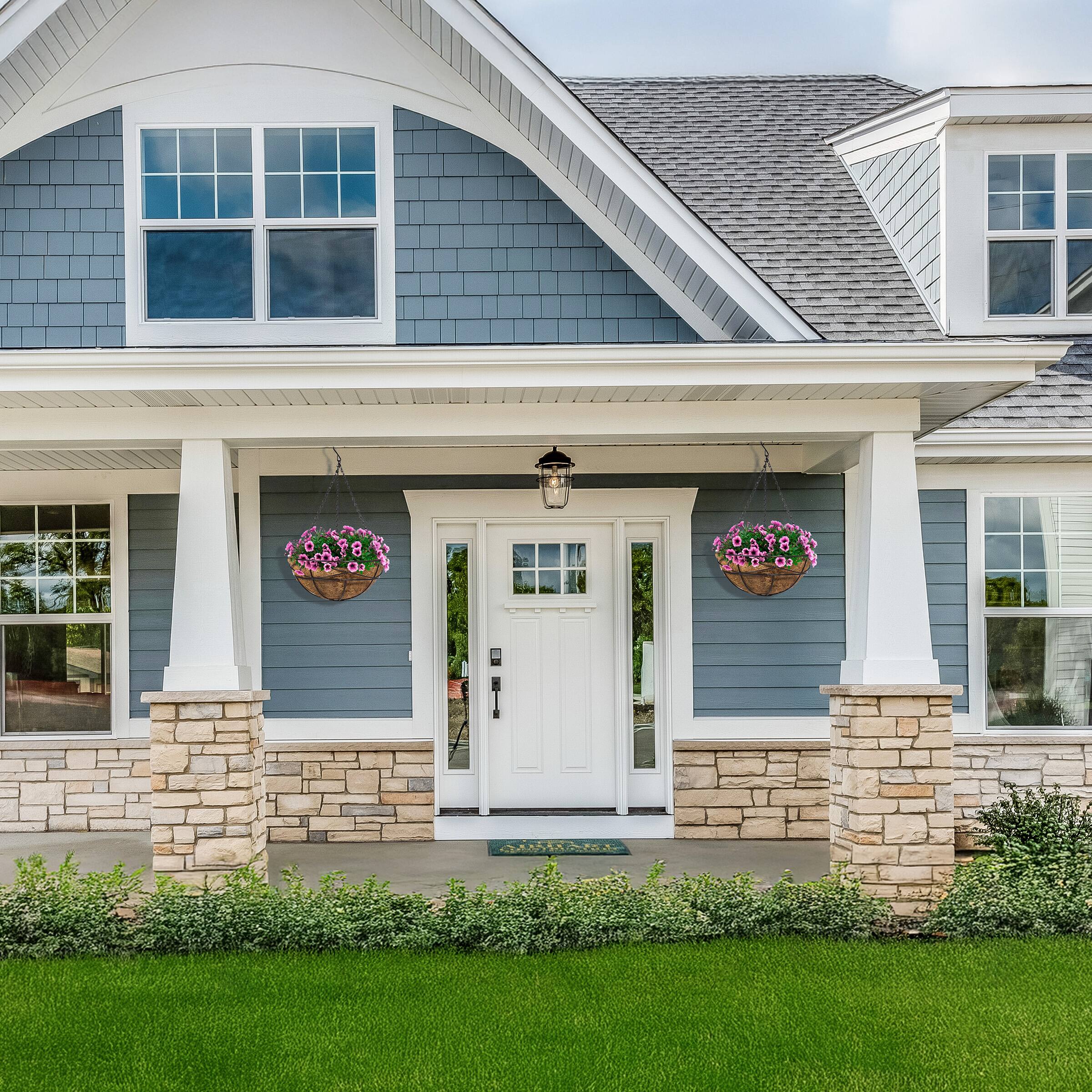 Alt View 3. Sorbus - Sorbus 4 Pack Metal Hanging Planter Basket Huge 12 Inch Hanging Flower Pot Basket & Coco Coir Liner for Indoor/Outdoor - Black.