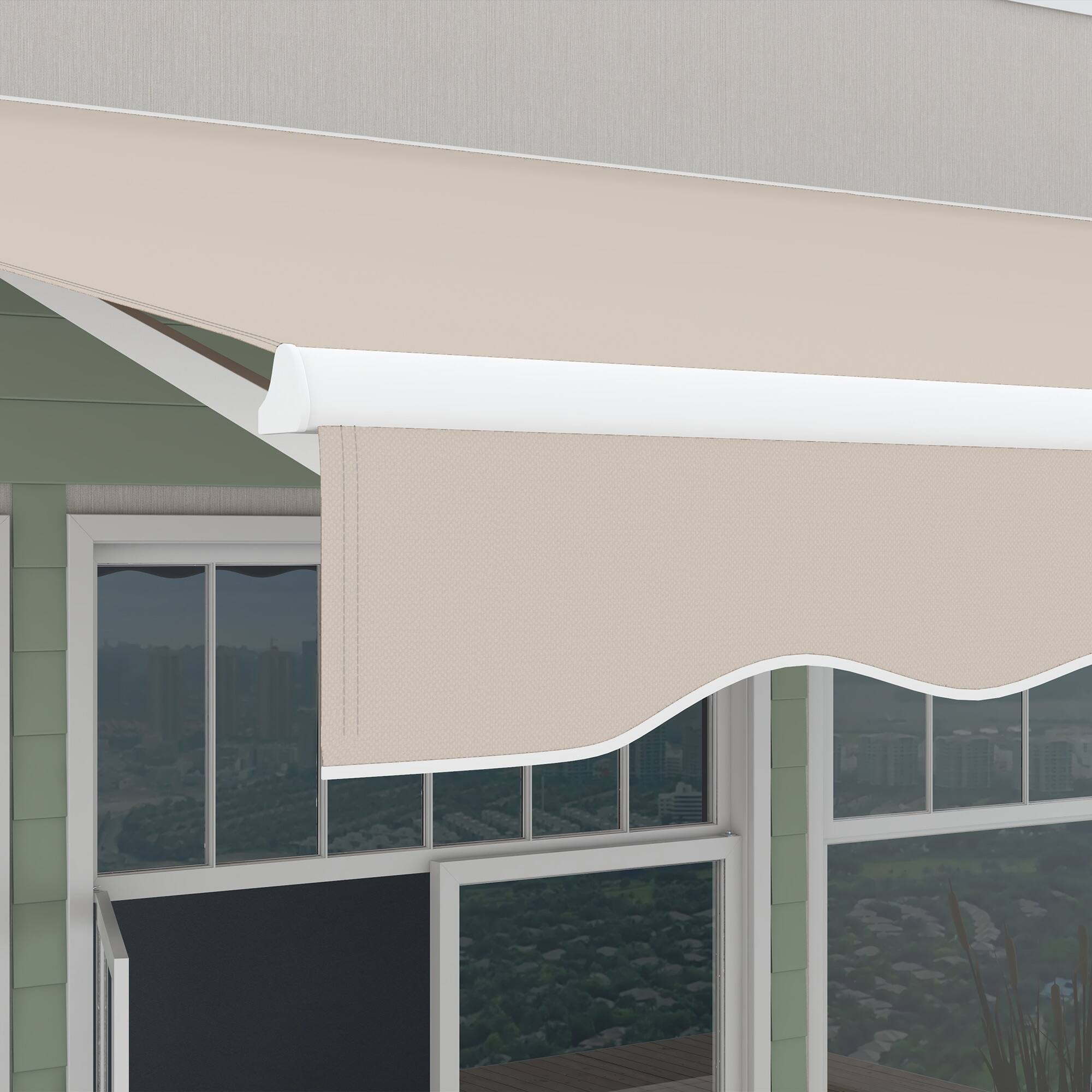 Alt View 8. Outsunny - Electric Retractable Awning Sunshade Shelter with Remote Controller & Crank Handle for Deck Balcony Yard - Cream White.