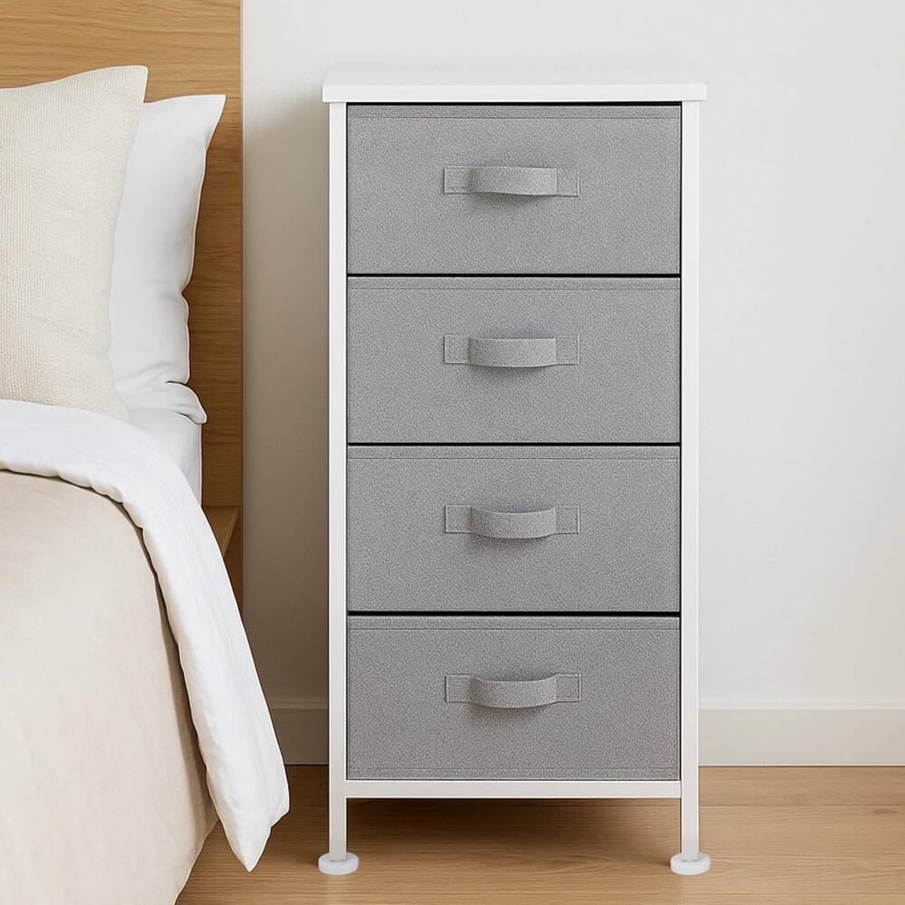 Front. ZUQIETA - ZUQIETA 4-Drawer Fabric Storage Organizer - White Closet Organizer Unit - White.