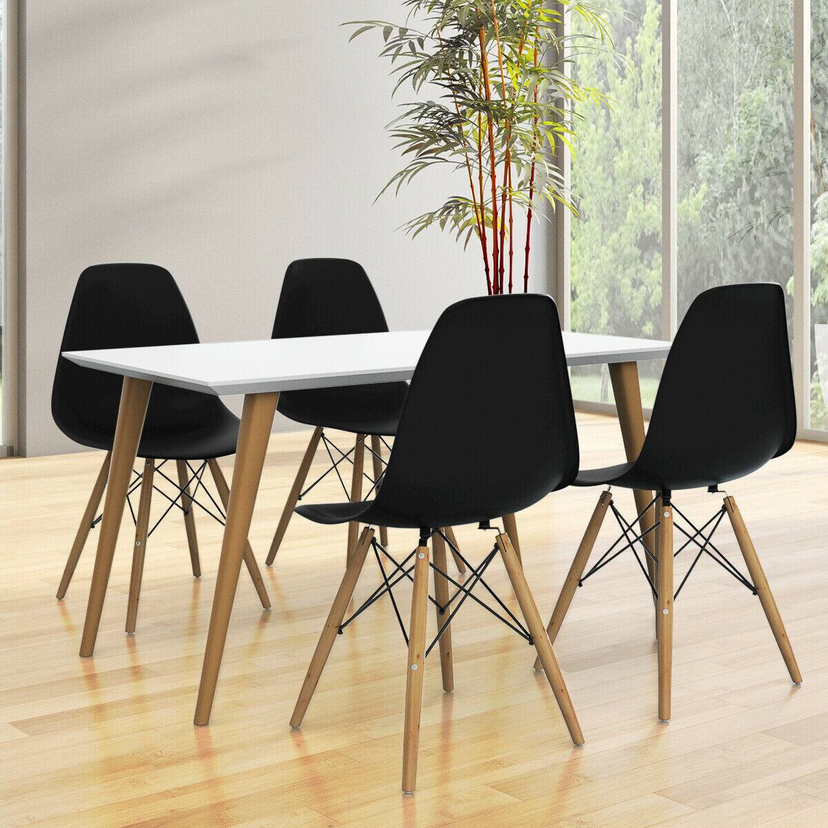 Alt View 2. Gymax - Gymax Set of 2 Modern Dining Side Chair Armless Home Office w/ Wood Legs Black - Black.