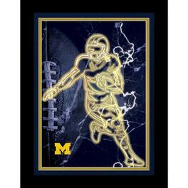 Fan Creations - Michigan Wolverines 12'' x 16'' Framed Neon Player Print - Black