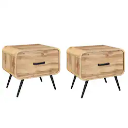 New Classic Furniture - Rowan Wood 1-Drawer End Table/Beige (Set of 2) - Natural
