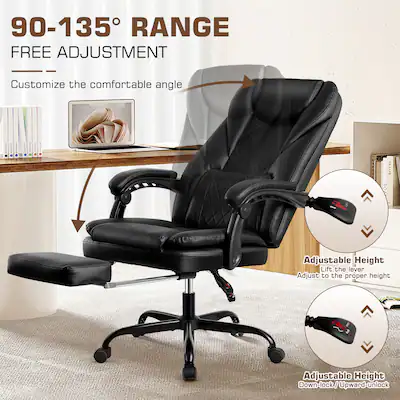 KERDOM High Back Executive Leather Office Chair with Footrest