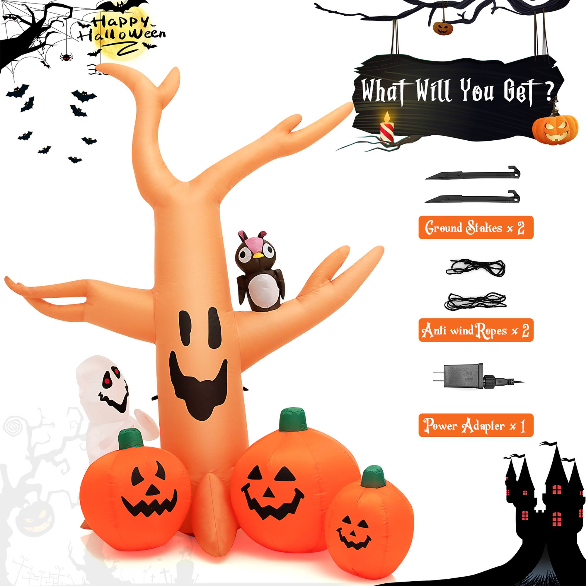 Happy Halloween! What Will You Get?
Ground Stakes x 2
Anti wind Ropes x 2
Power Adapter x 1