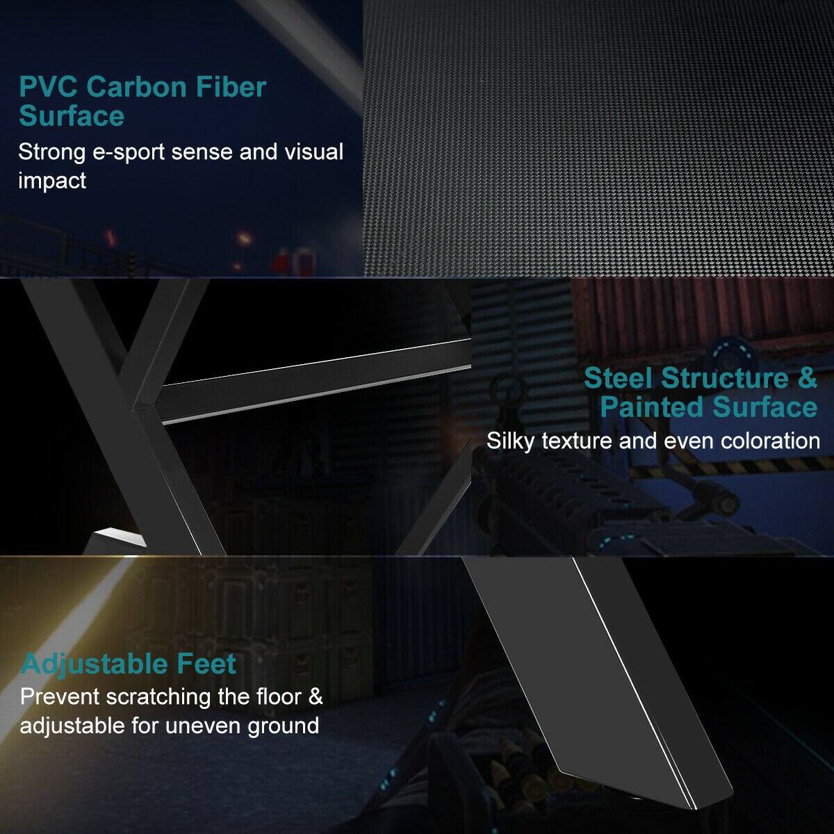 PVC Carbon Fiber Surface
Steel Structure & Painted Surface
Adjustable Feet