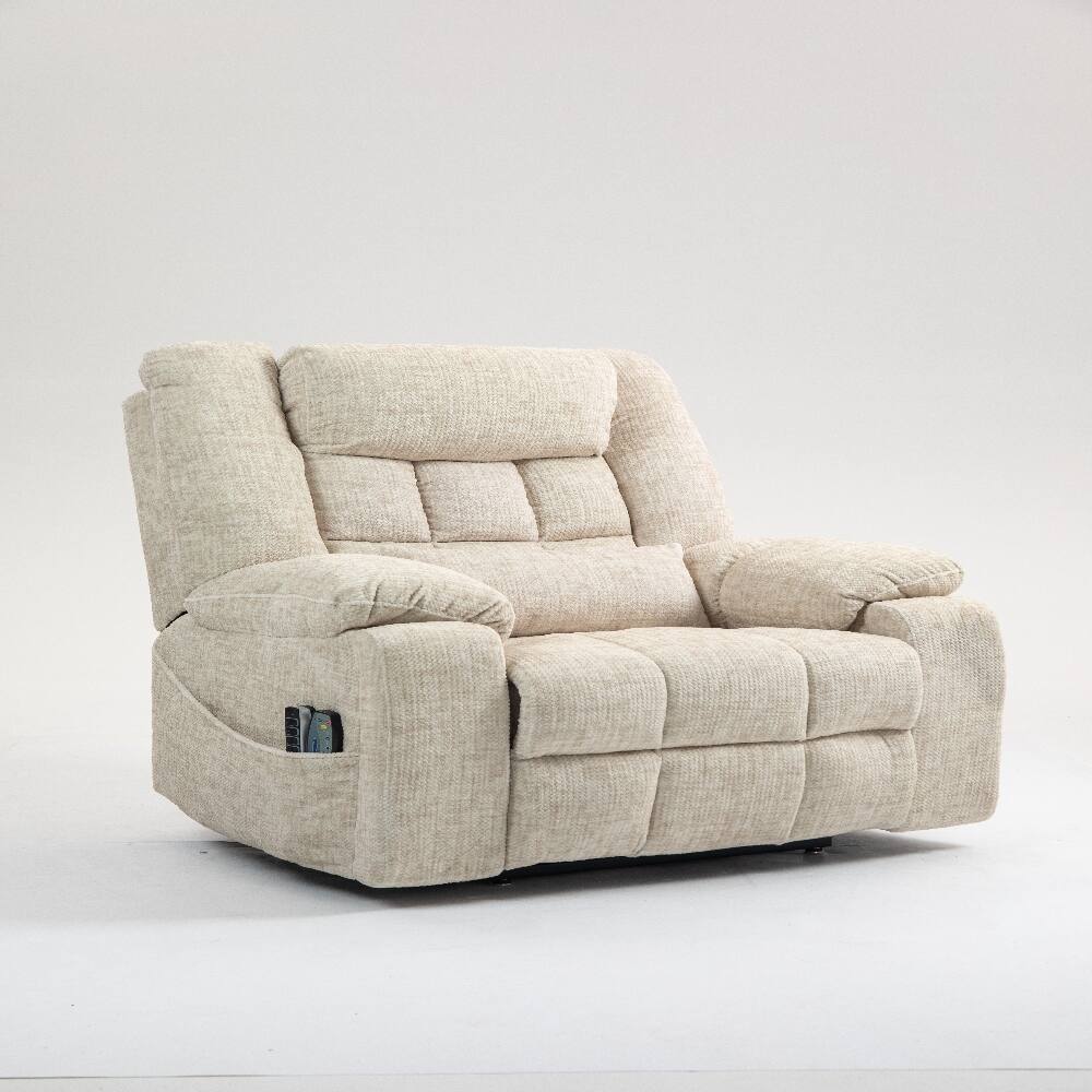 Alt View 3. Ropilly - Ropilly power lift recliner for big and tall seniors lay flat lift chair with heat and massage cream chenille - Cream.