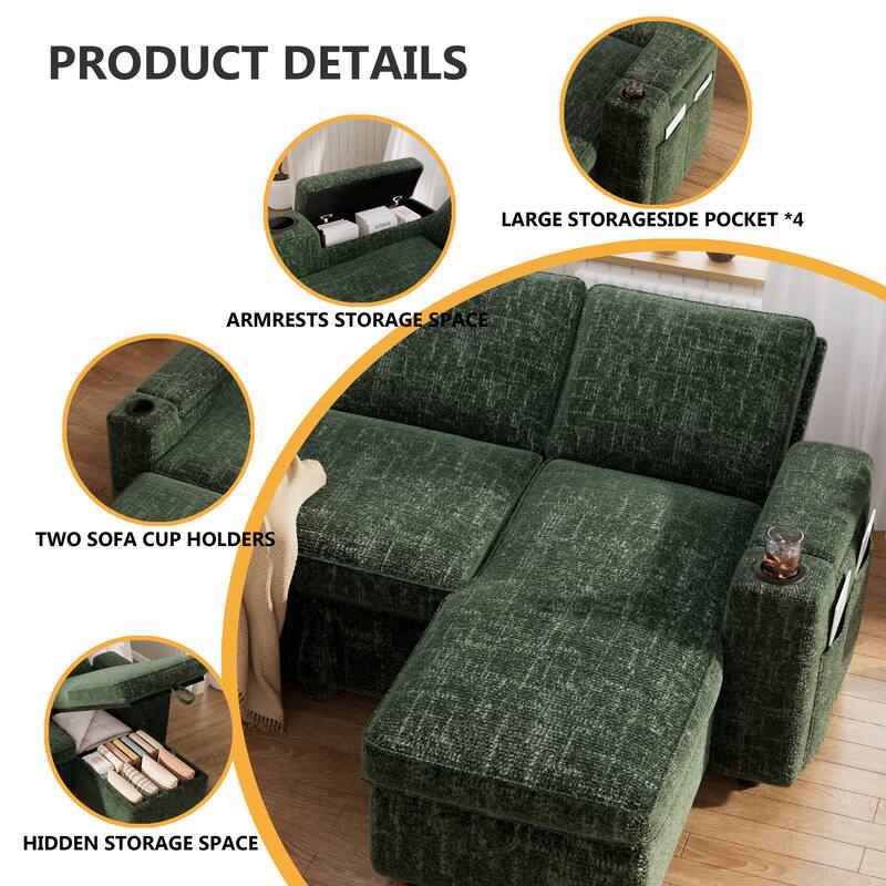 PRODUCT DETAILS

- LARGE STORAGE SIDE POCKET *4
- ARMRESTS STORAGE SPACE
- TWO SOFA CUP HOLDERS
- HIDDEN STORAGE SPACE