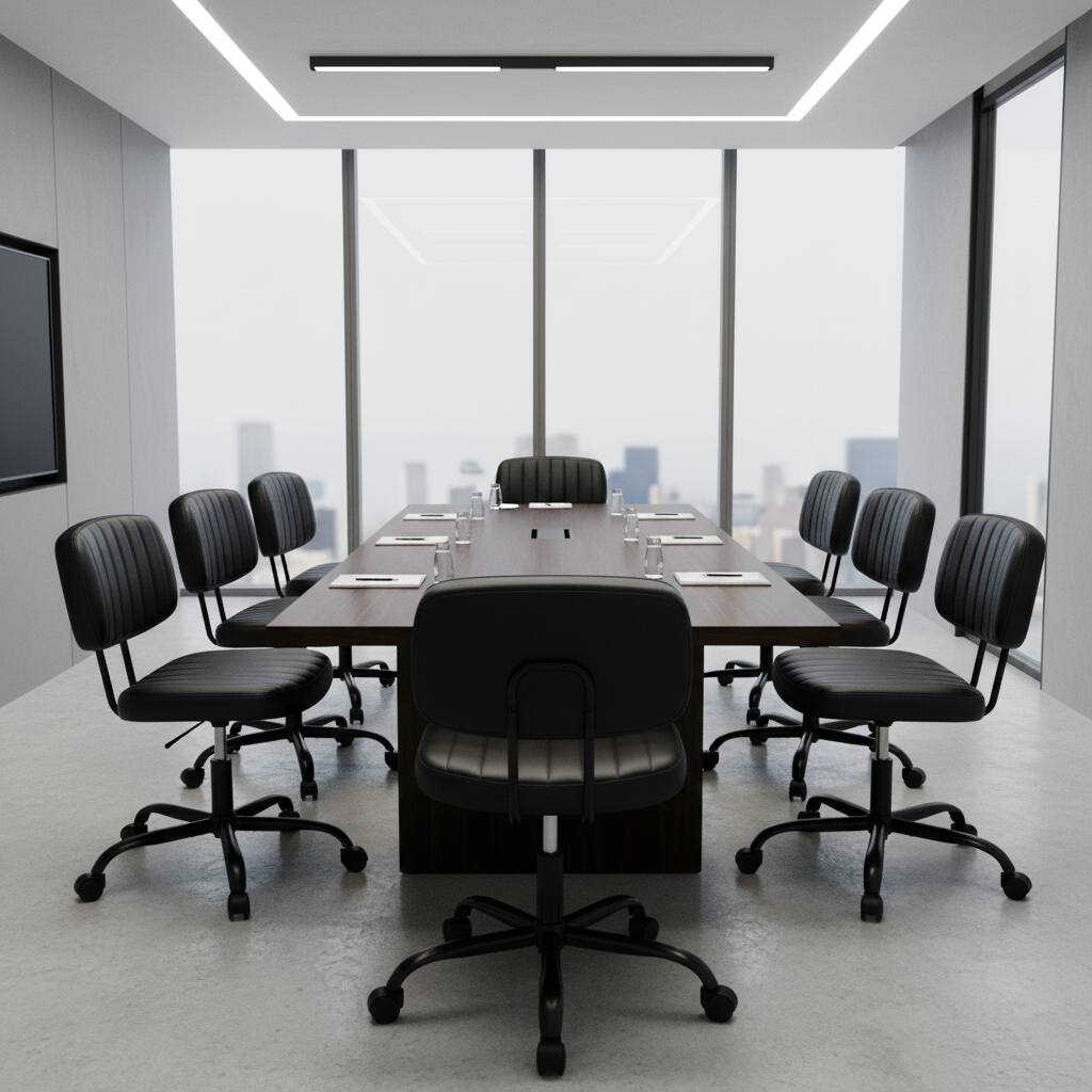 Alt View 5. AOITUN - Stylish Office Chair for Daily Work, Mid Back PU Leather Seat with Industrial Look, Ideal for Home Office Spaces - Black.