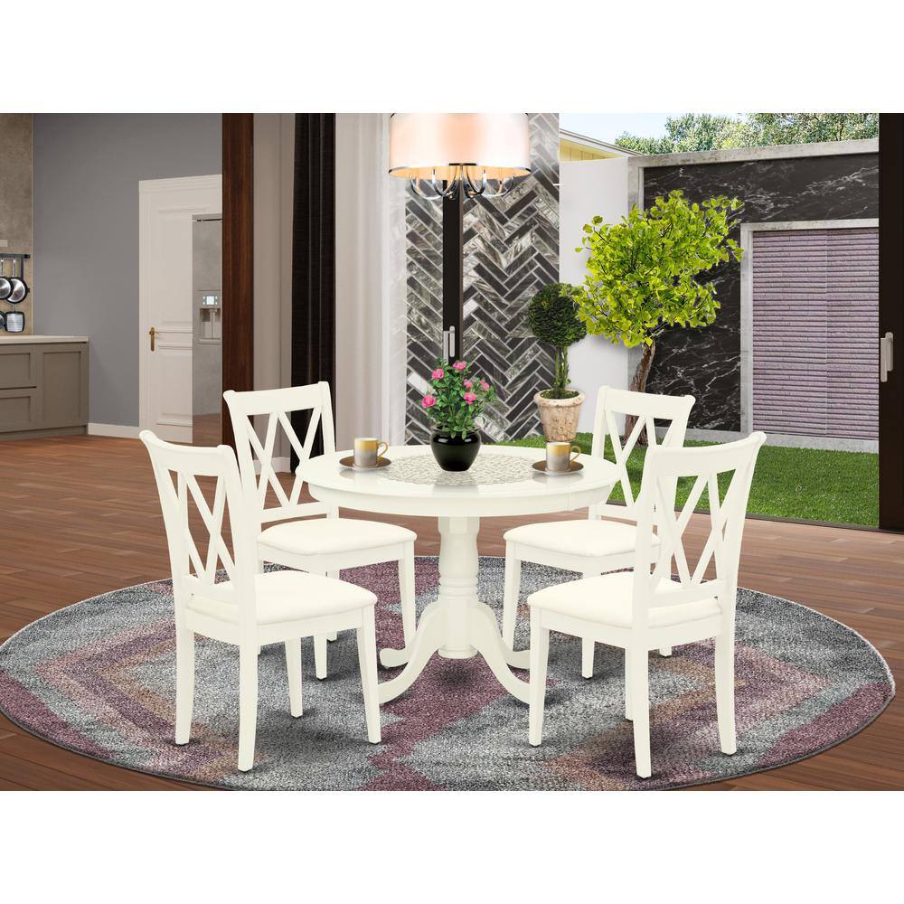 Left. East West Furniture - Dining Room Set Linen White - Brown.