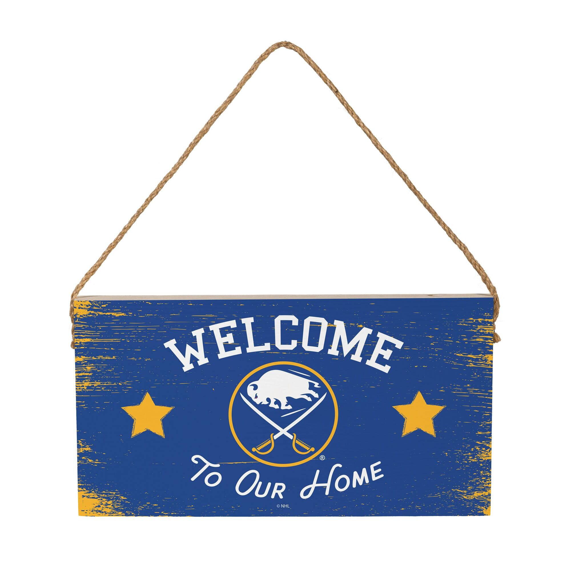 Buffalo Sabres 6" x 11" Welcome Home Wood Wall Sign with Rope Hanger