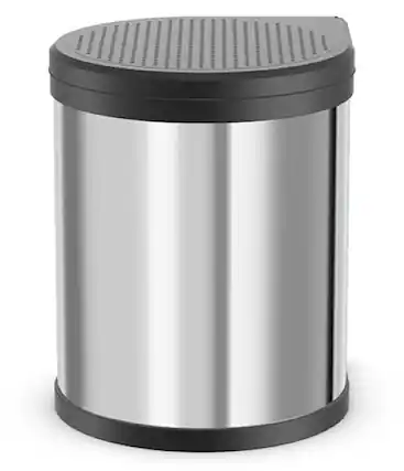 Front. Hailo - Compact 15L Waste Bin with Lid-Lift System - Silver.
