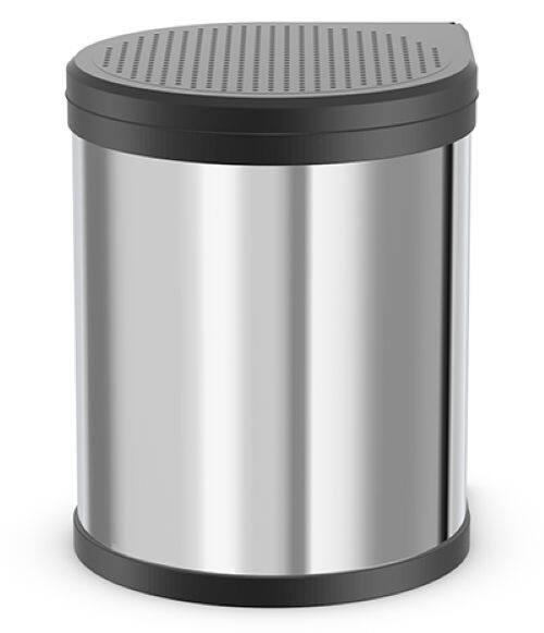 Front. Hailo - Compact 15L Waste Bin with Lid-Lift System - Silver.