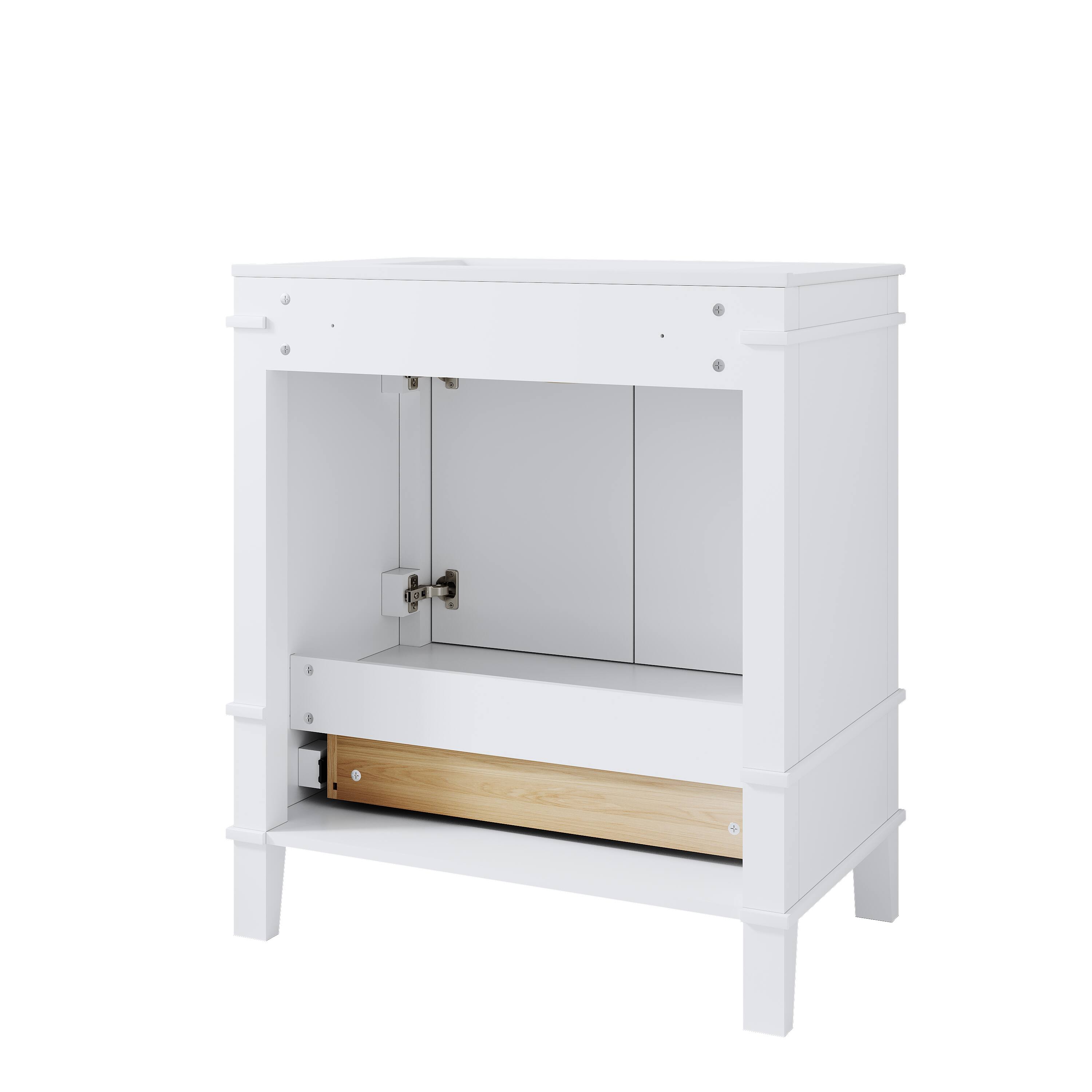 Alt View 8. WELLFOR - FENE 30 in. Solid Wood Bath Vanity with Countertop Basin, Single Sink - White.