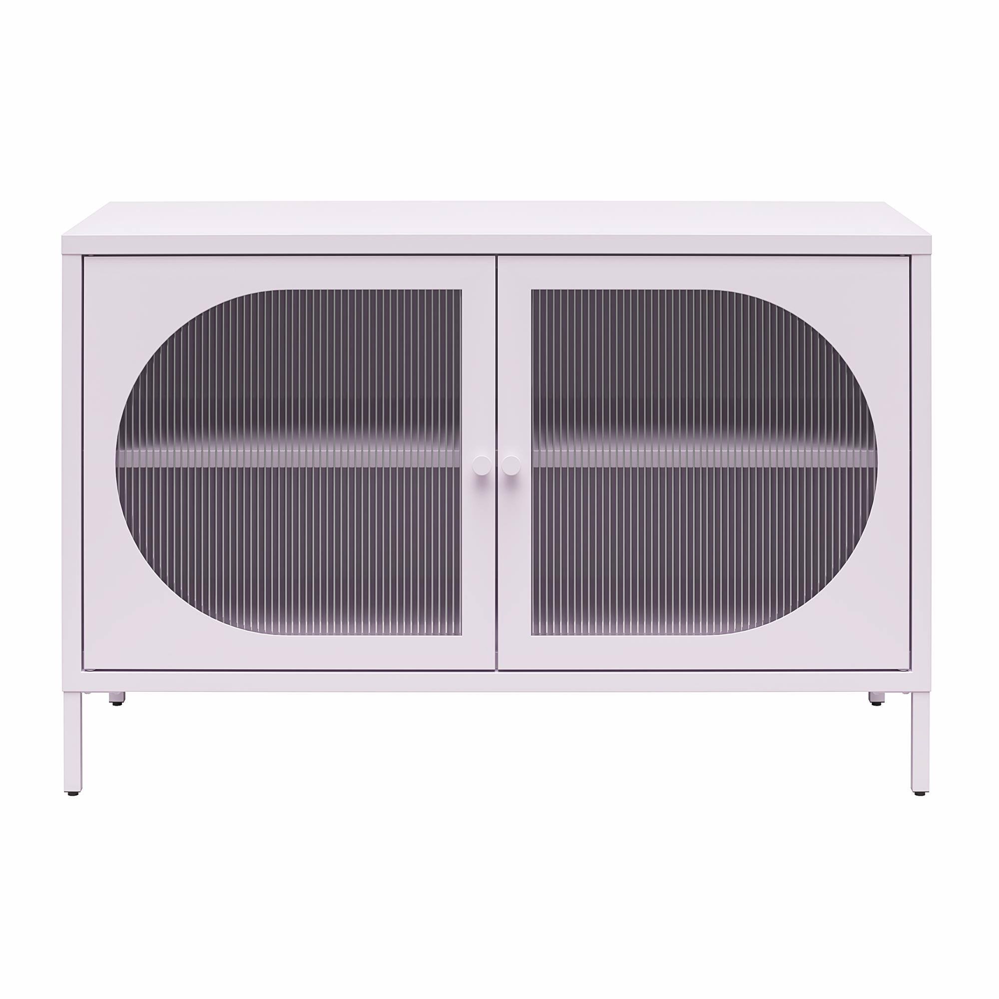 Alt View 5. Aukfa - Wide 2-Door Accent Cabinet - Fluted Glass Doors, Metal Frame, 39.4"W x 25.2"H, 2 Shelves (1 Adjustable) - Purple.