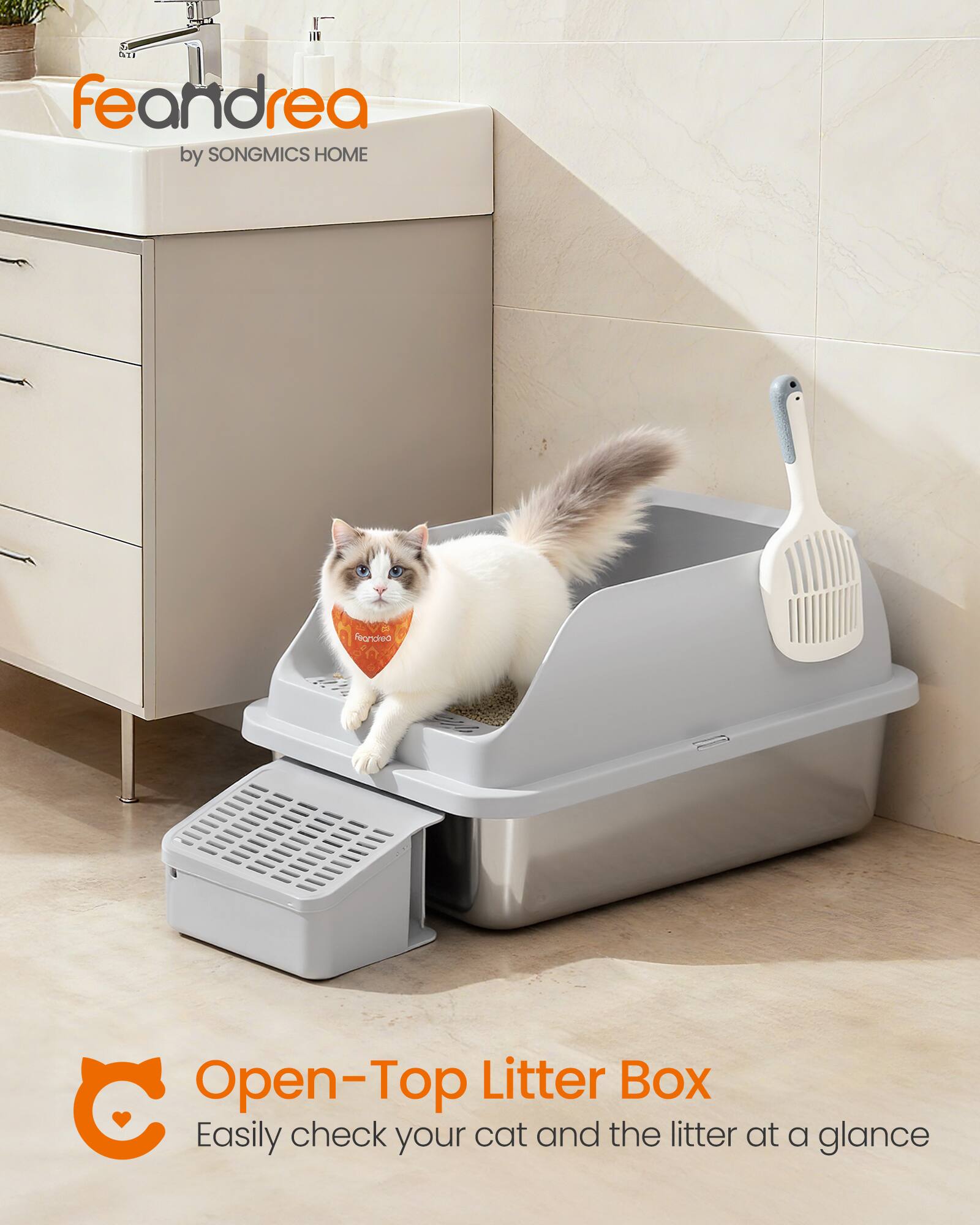 feandrea by SONGMICS HOME

Open-Top Litter Box
Easily check your cat and the litter at a glance