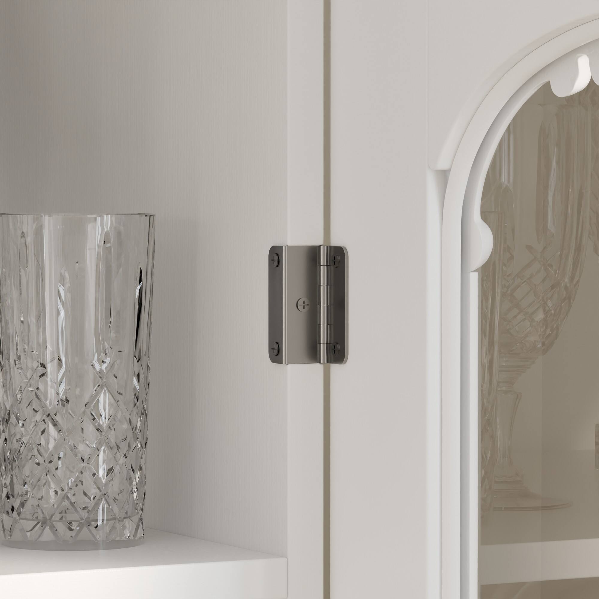 Alt View 1. Famapy - Famapy French - Style Glass Display Cabinet: Elegant Dishware Showcase + Hidden Storage - White.