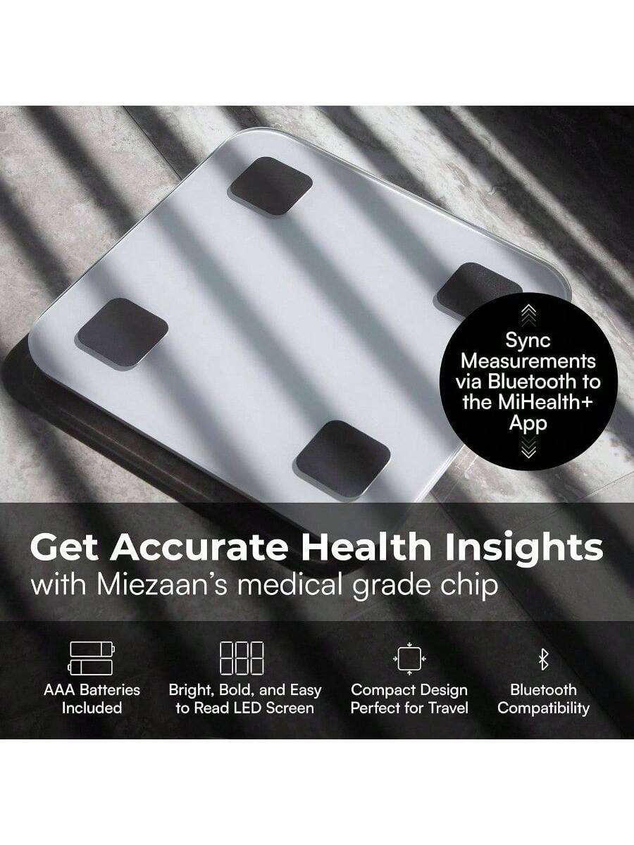 - Sync Measurements via Bluetooth to the MiHealth+ App
- Get Accurate Health Insights with Miezaan's medical grade chip
- AAA Batteries Included
- Bright, Bold, and Easy to Read LED Screen
- Compact Design Perfect for Travel
- Bluetooth Compatibility