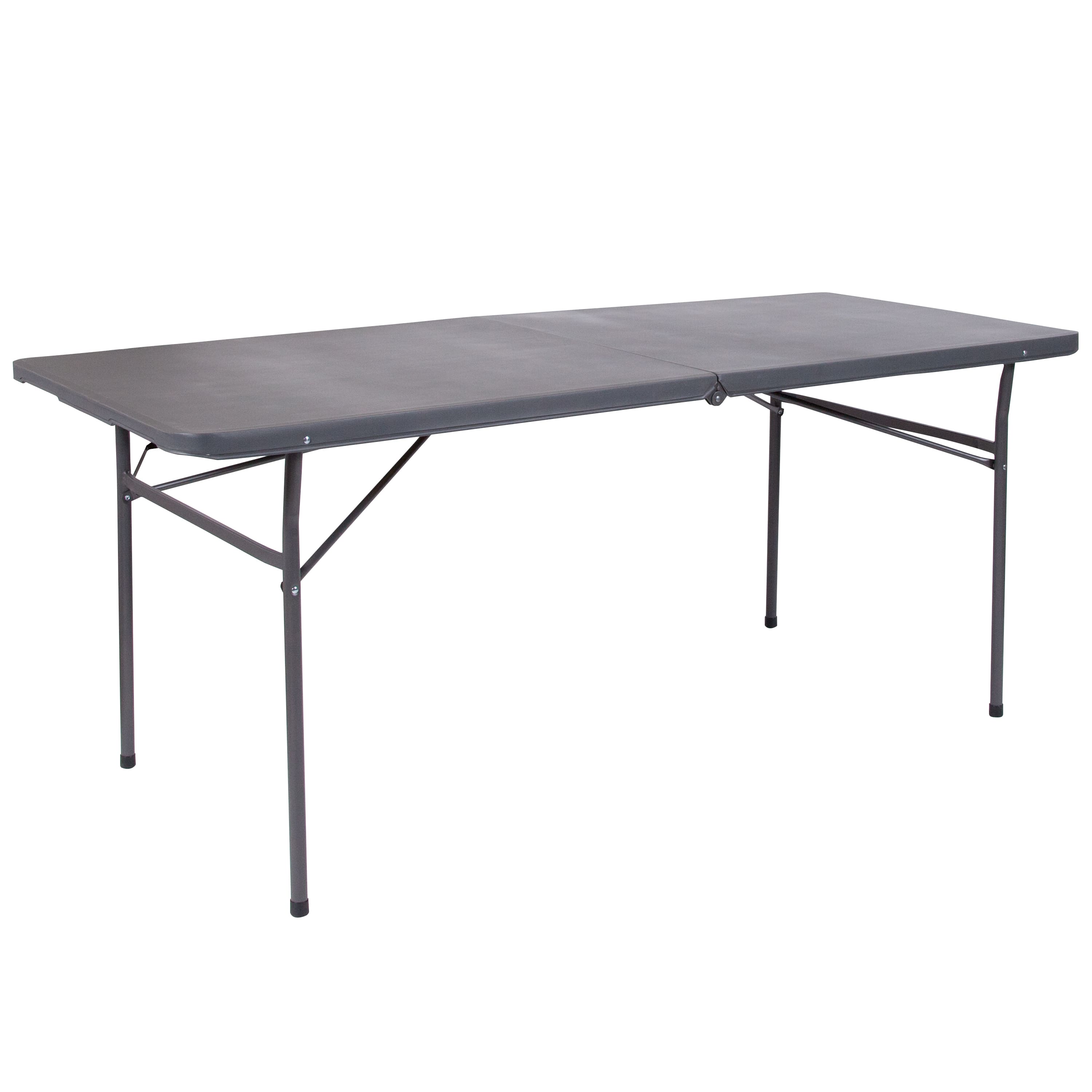 Alamont Home - 6-Foot Bi-Fold Plastic Banquet and Event Folding Table with Carrying Handle - Dark Gray