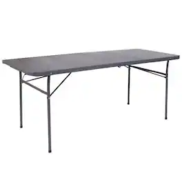 Alamont Home - 6-Foot Bi-Fold Plastic Banquet and Event Folding Table with Carrying Handle - Dark Gray
