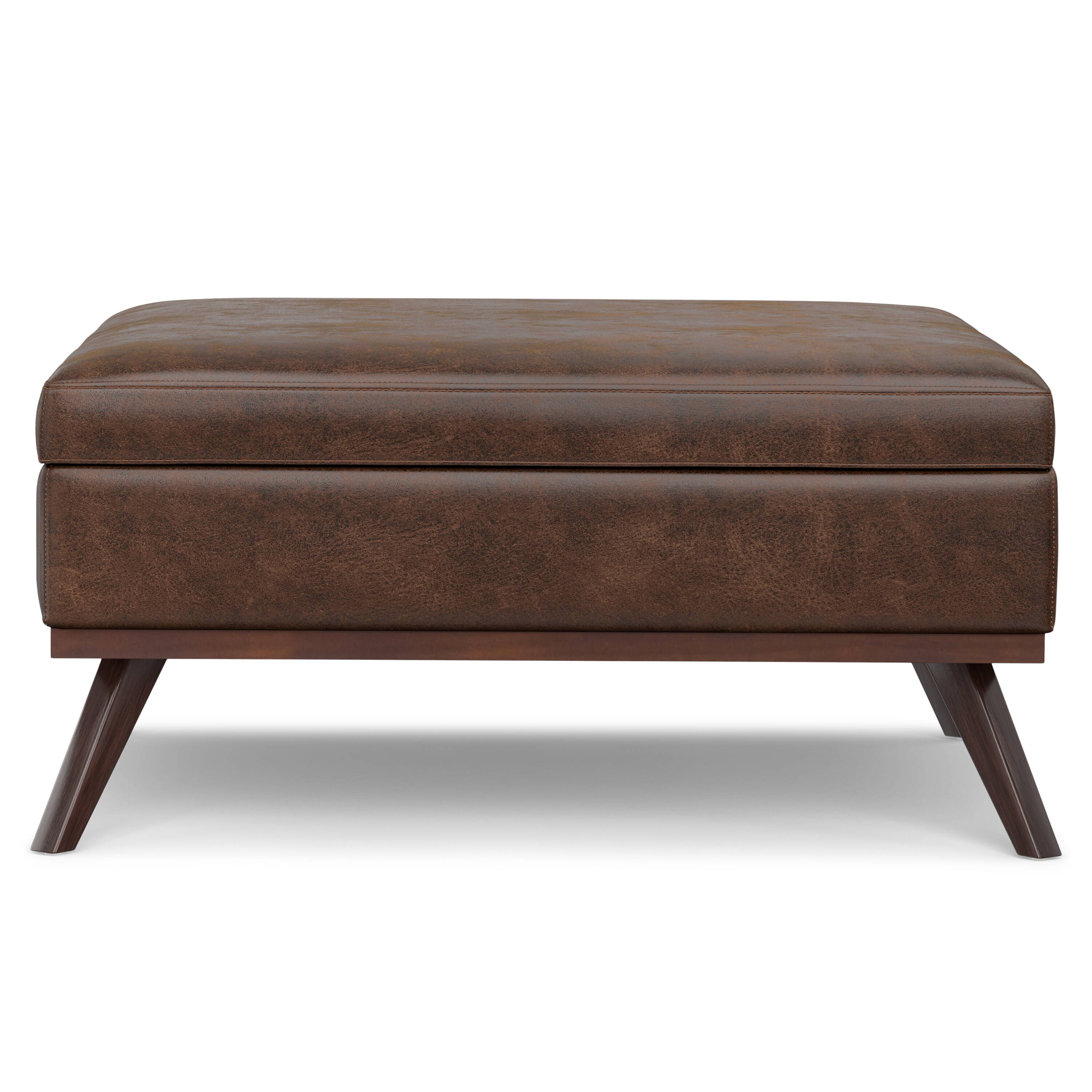 Alt View 12. Simpli Home - Owen XL Square Coffee Table Storage Ottoman - Distressed Chestnut Brown.
