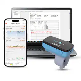 LOOKEE - LOOKEE® Ring-Pro Continuous Oxygen Finger Monitor with Vibration Reminder for Low SpO2, PR | Enjoy Free PC & APP Reports - Blue