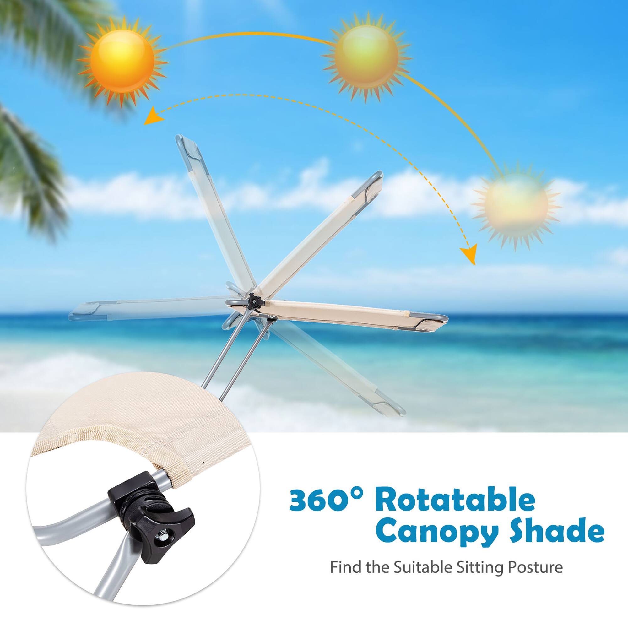 360° Rotatable Canopy Shade
Find the Suitable Sitting Posture