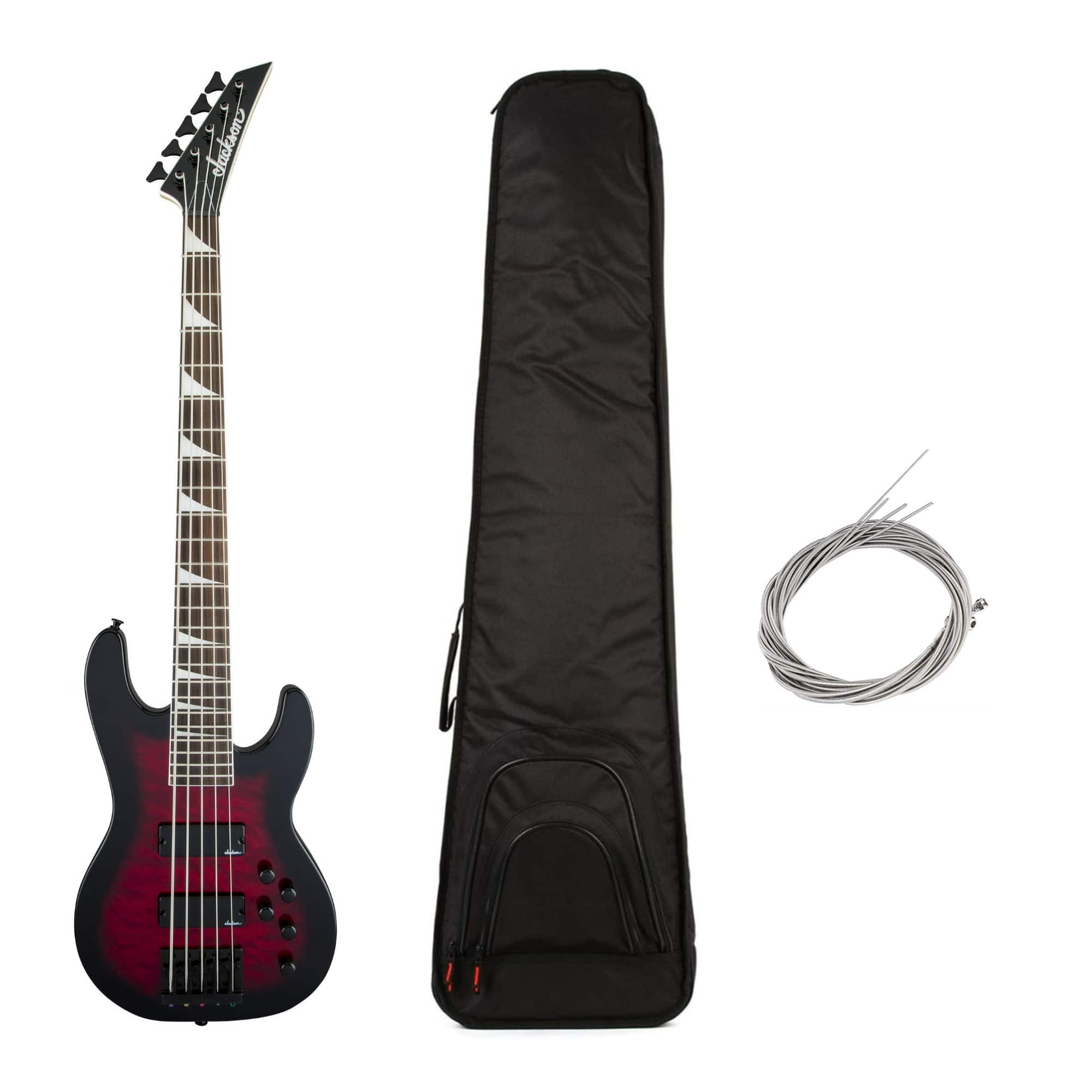Jackson - JS Series JS3VQ 5-String Electric Guitar (Red) with Bag and Strings