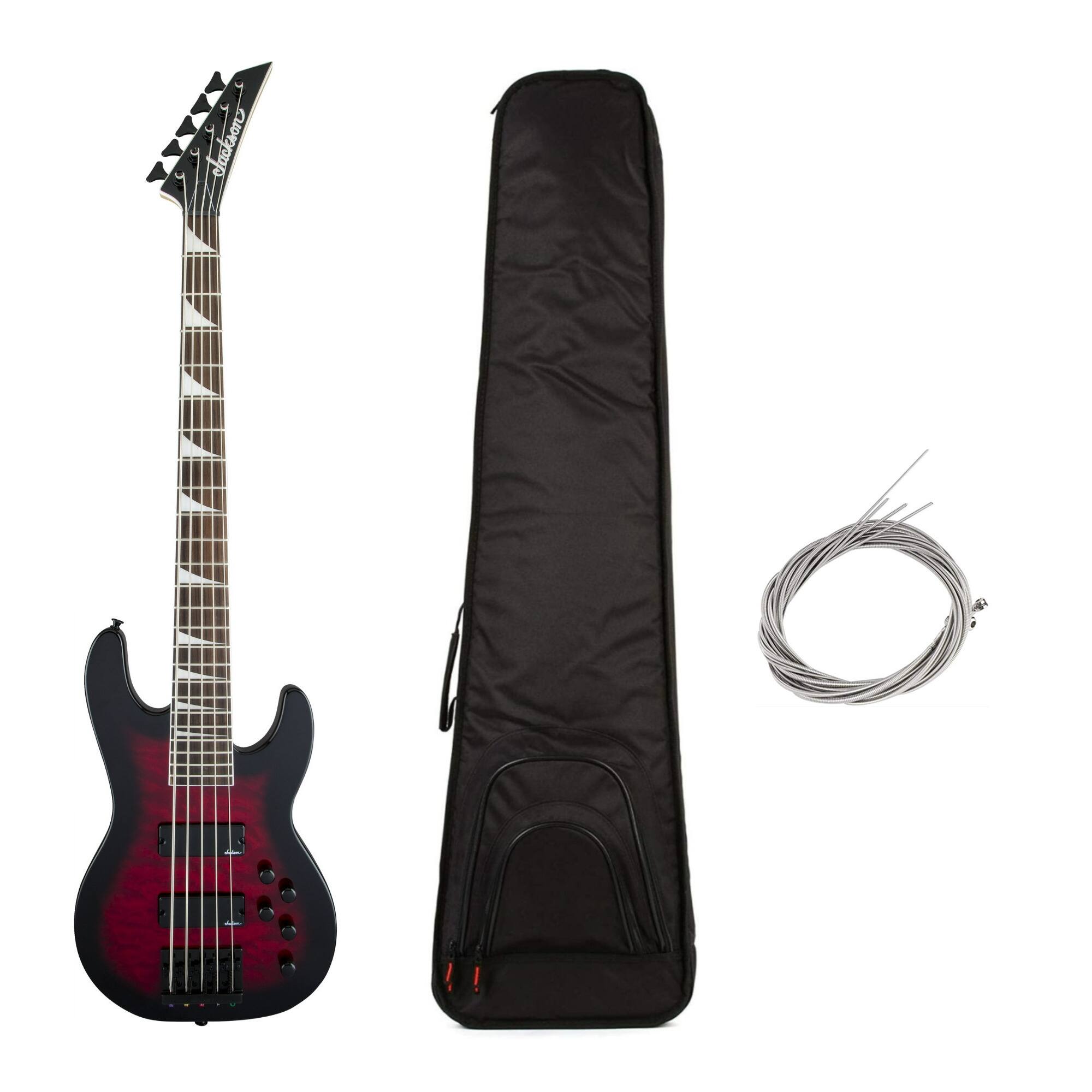 Front. Jackson - Jackson JS Series JS3VQ 5-String Electric Guitar (Red) with Bag and Strings.