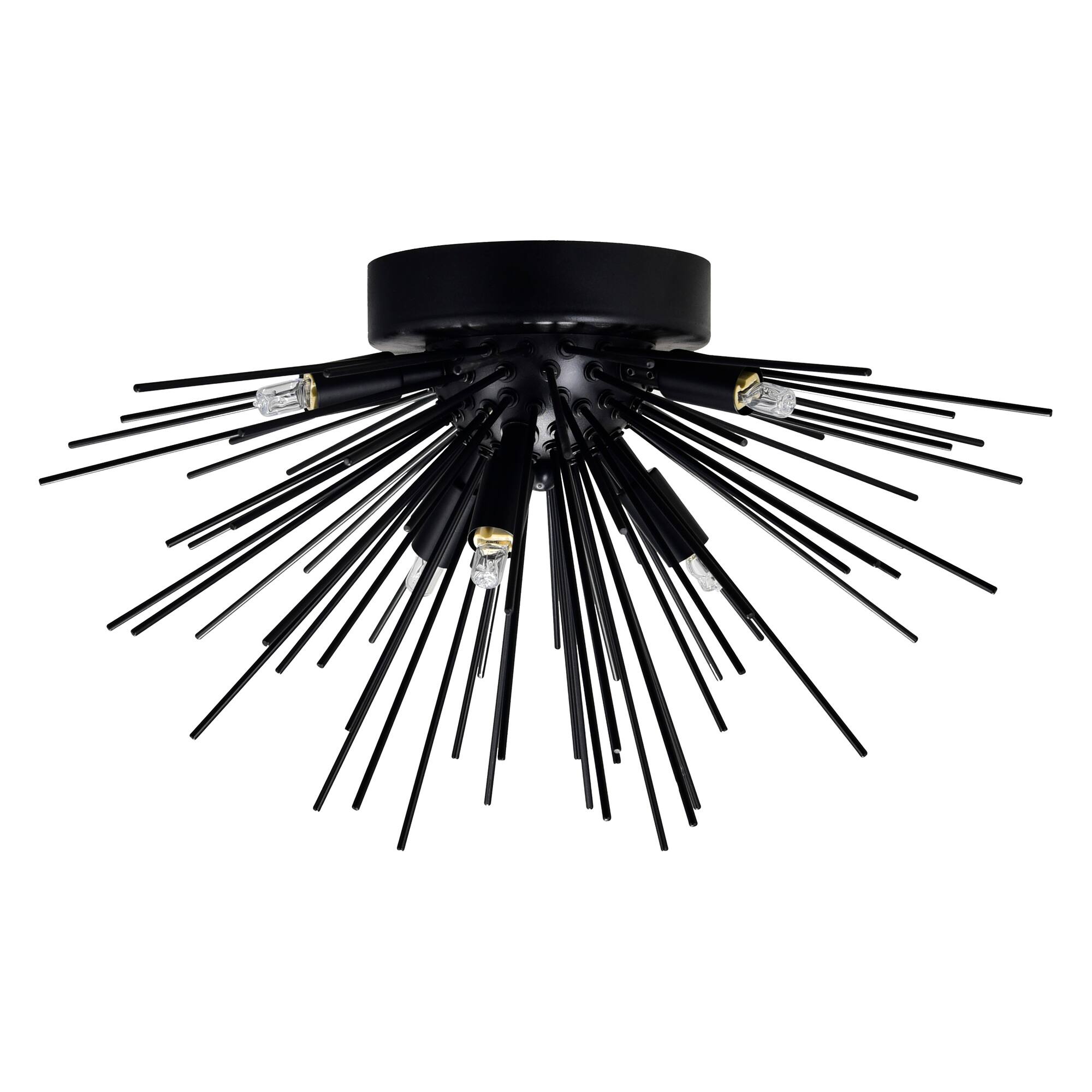 Alt View 3. CWI Lighting - Savannah 6 Light Flush Mount With Black Finish - Black.