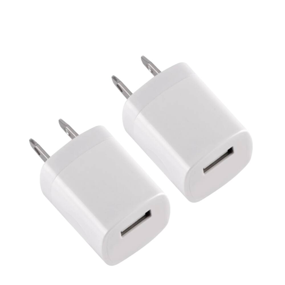 Qixxronics - 2pcs USB Wall Charger, 1A/5V Charger Compatible with iPhone X/8/7/6/6S Plus, Xs Max XR, iPad, Samsung, Android, and More - White
