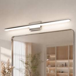 RYHNUYNE - Modern 39-Inch Chrome LED Vanity Light for Bathroom, 24W 6000K Daylight, Dimmable Over-Mirror Fixture