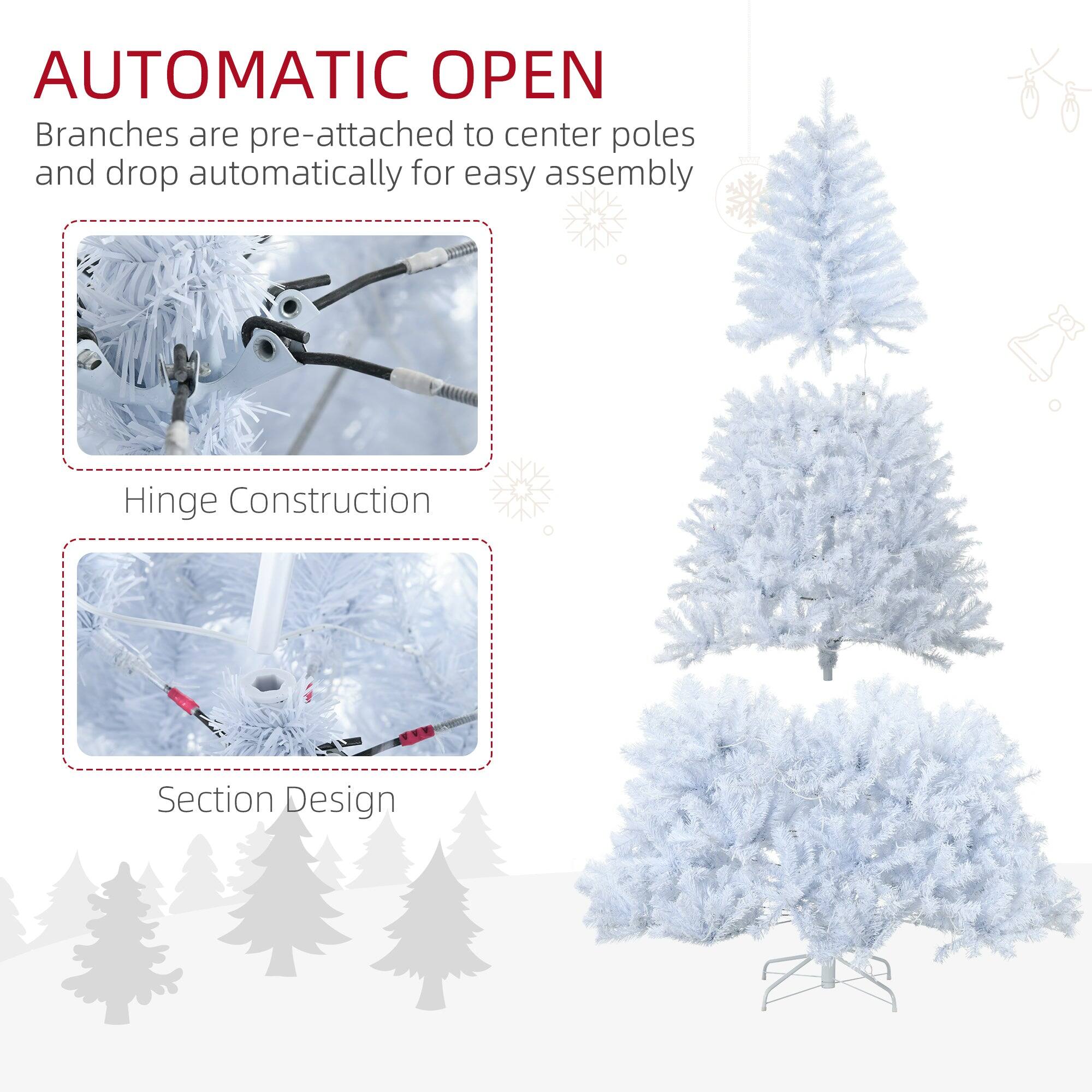 **AUTOMATIC OPEN**

Branches are pre-attached to center poles and drop automatically for easy assembly

- Hinge Construction
- Section Design