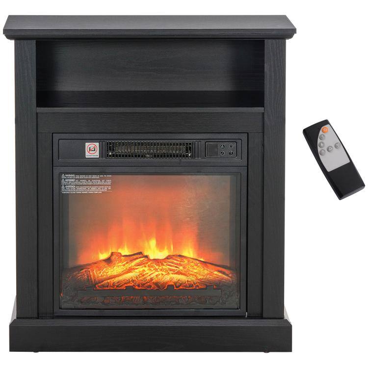 Alt View 9. PULUZ - 27 inch Freestanding Electric Fireplace with Mantel, 1400W Replaceable Fireplace Insert Heater with Timer - Black.