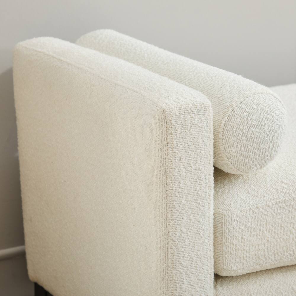 Alt View 3. Ropilly - Ropilly Ivory Boucle End of Bed Bench with Black Wood Frame - Ivory.