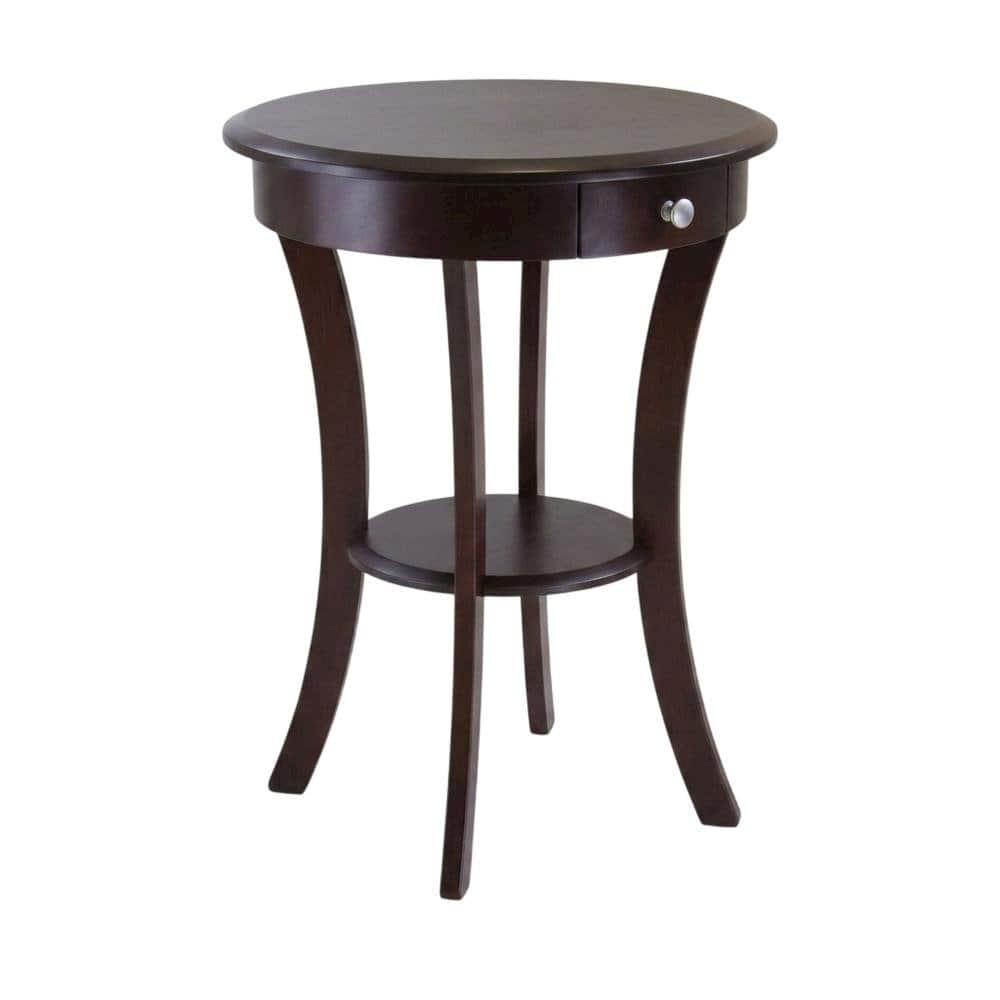 FurniFact - Round Accent Table - Cappuccino