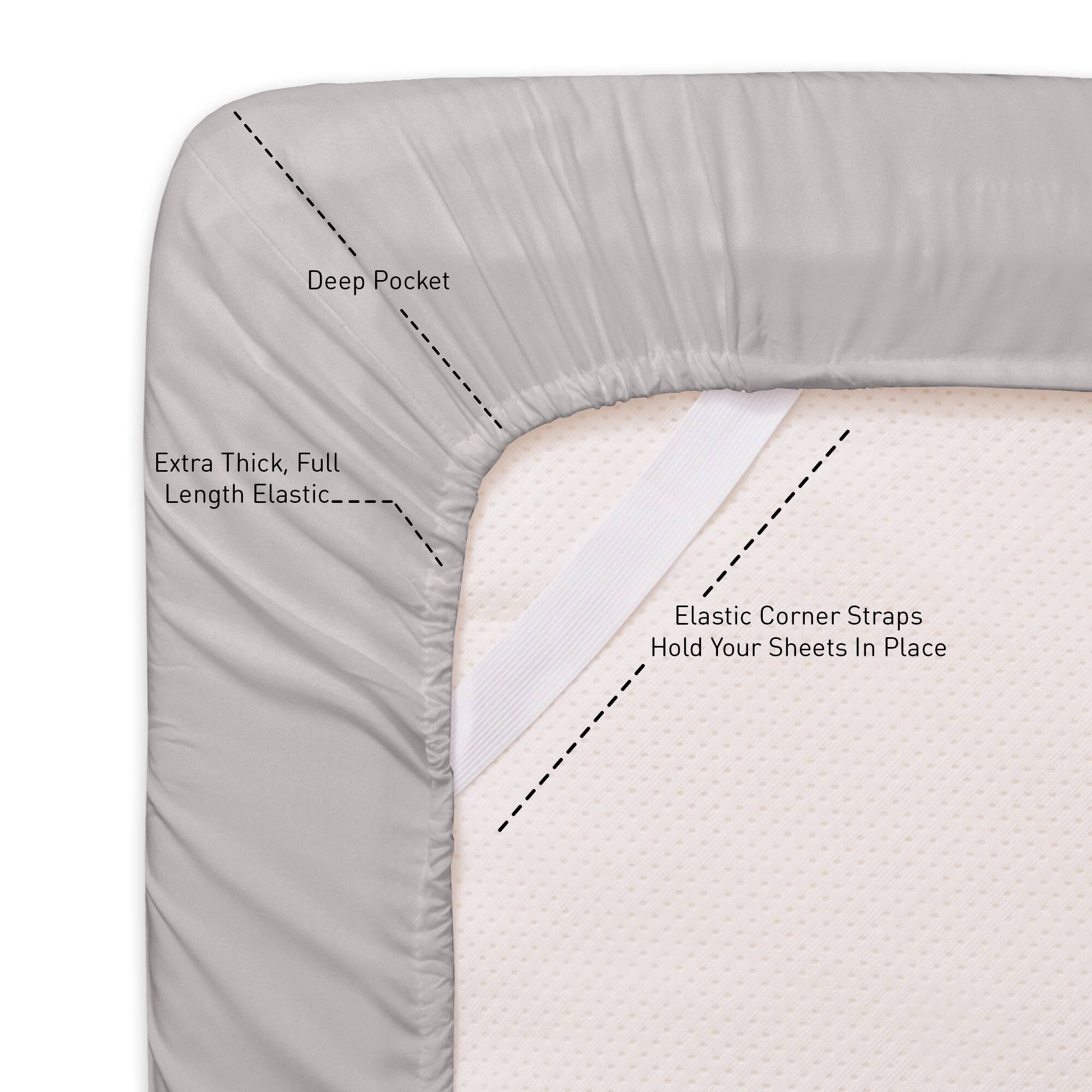 Deep Pocket, Extra Thick, Full Length Elastic, Elastic Corner Straps Hold Your Sheets In Place