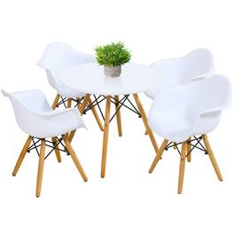 Kadyn - 5 Piece Kids Modern Round Table Chair Set, Kids Chairs for Kids - White