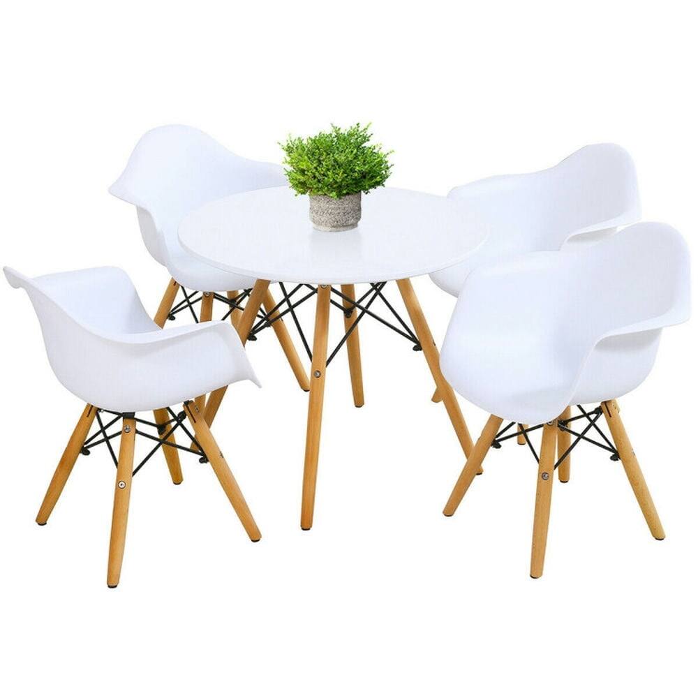 Front. Kadyn - 5 Piece Kids Modern Round Table Chair Set, Kids Chairs for Kids - White.