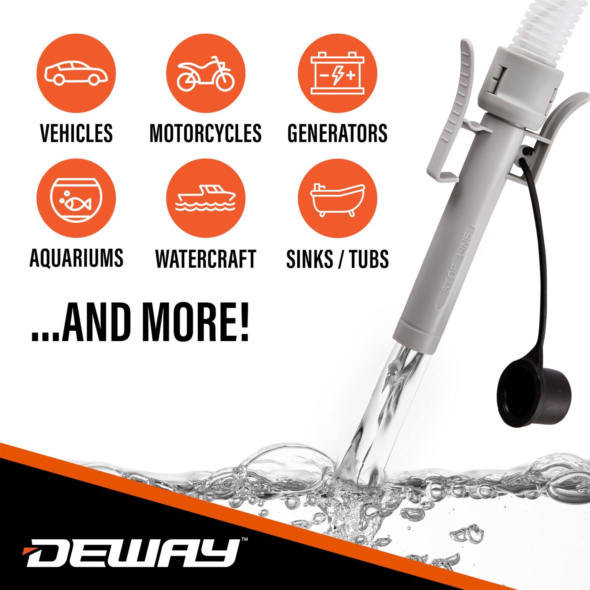 DEWAY, LINE STOP, ...AND MORE!, VEHICLES, MOTORCYCLES, GENERATORS, AQUARIUMS, WATERCRAFT, SINKS/TUBS