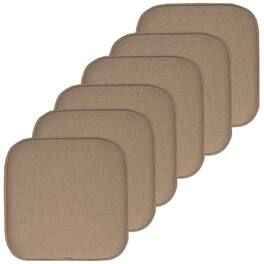 Sweet Home Collection - Charlotte Jacquard Memory Foam No Slip Back 16" x 16" Chair Pad Cushion, 6-Pack - Taupe