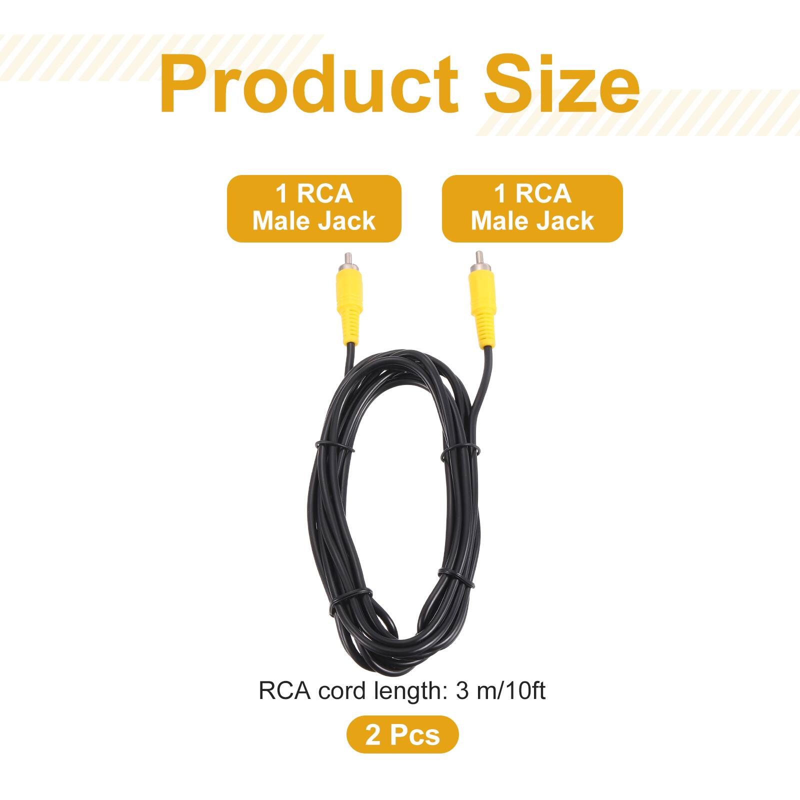 Product Size  
1 RCA Male Jack  
1 RCA Male Jack  
RCA cord length: 3 m/10ft  
2 Pcs