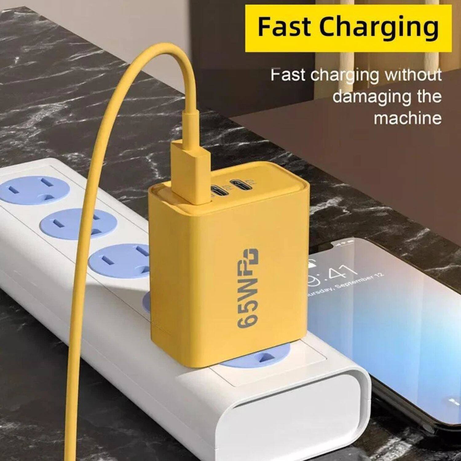 Fast Charging  
Fast charging without damaging the machine  

65WPD  

9:41  
Wednesday, September 12